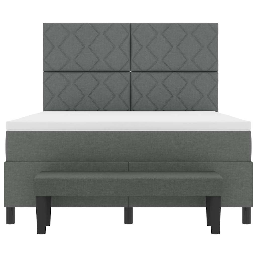 Box spring seng med hovedgærde Mørkegrå 140 x 200 cm Stof