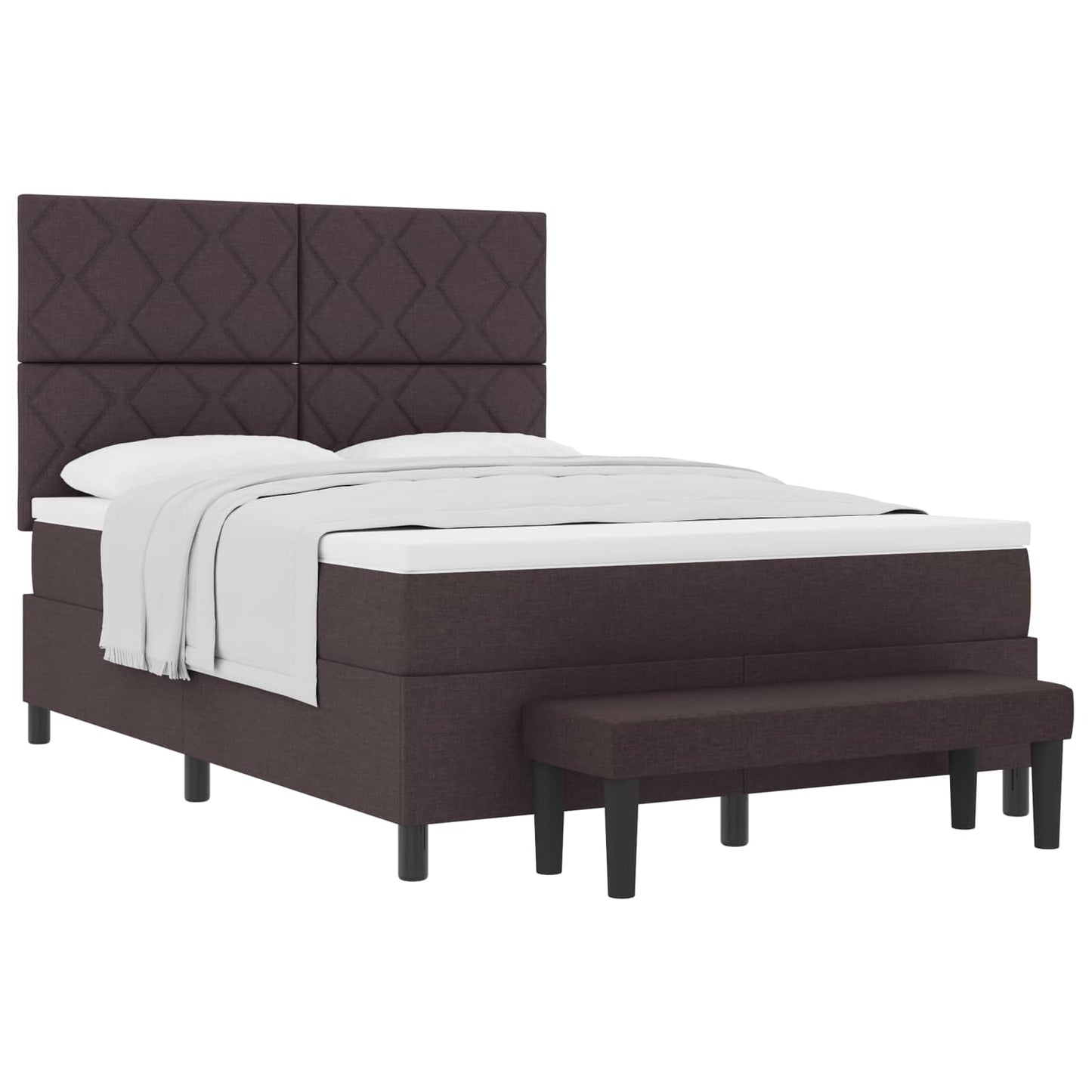 Box spring seng med hovedgærde Mørk Brun 140 x 200 cm Stof
