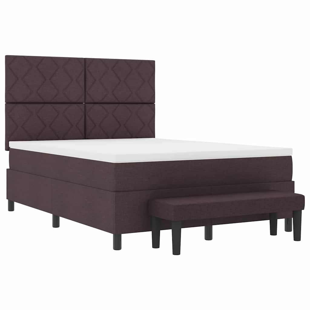 Box spring seng med hovedgærde Mørk Brun 140 x 200 cm Stof