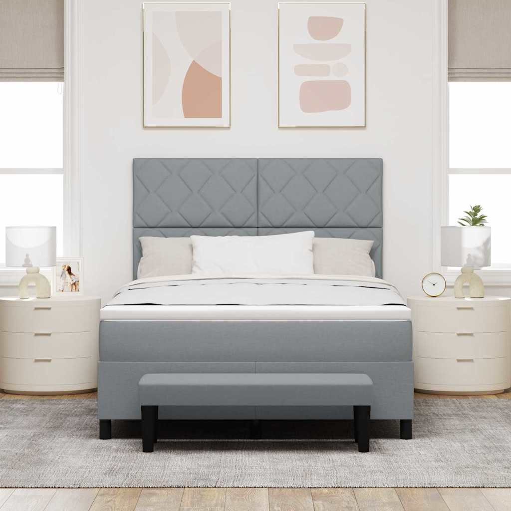 Box spring seng med hovedgærde Lysegrå 160 x 200 cm Stof