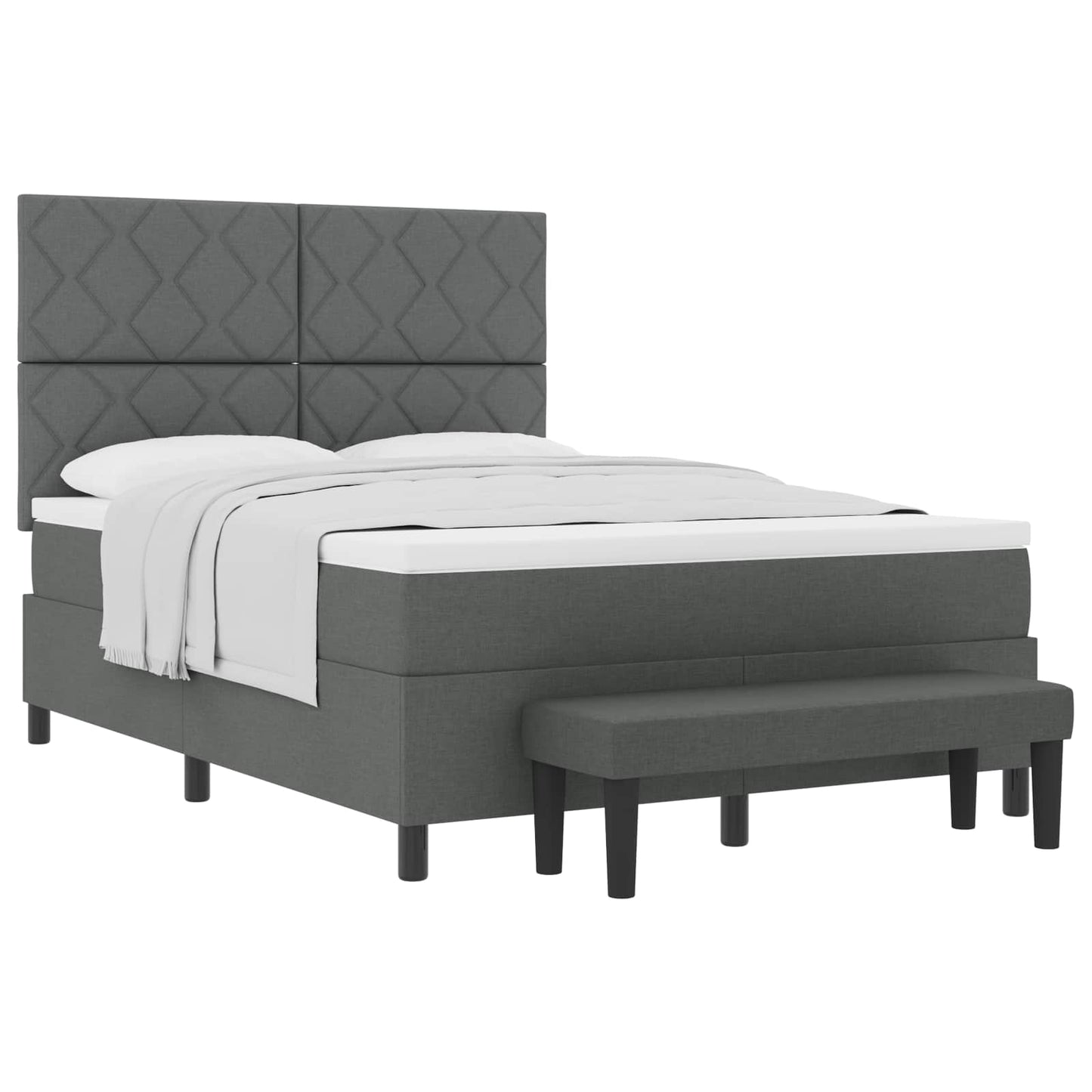 Box spring seng med hovedgærde Mørkegrå 160 x 200 cm Stof