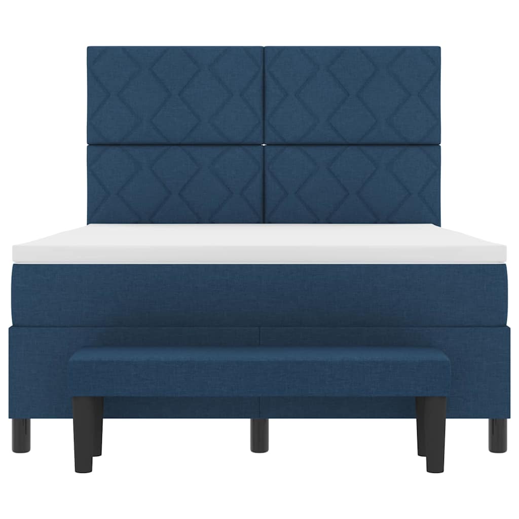 Box spring seng med hovedgærde Blå 160 x 200 cm Stof