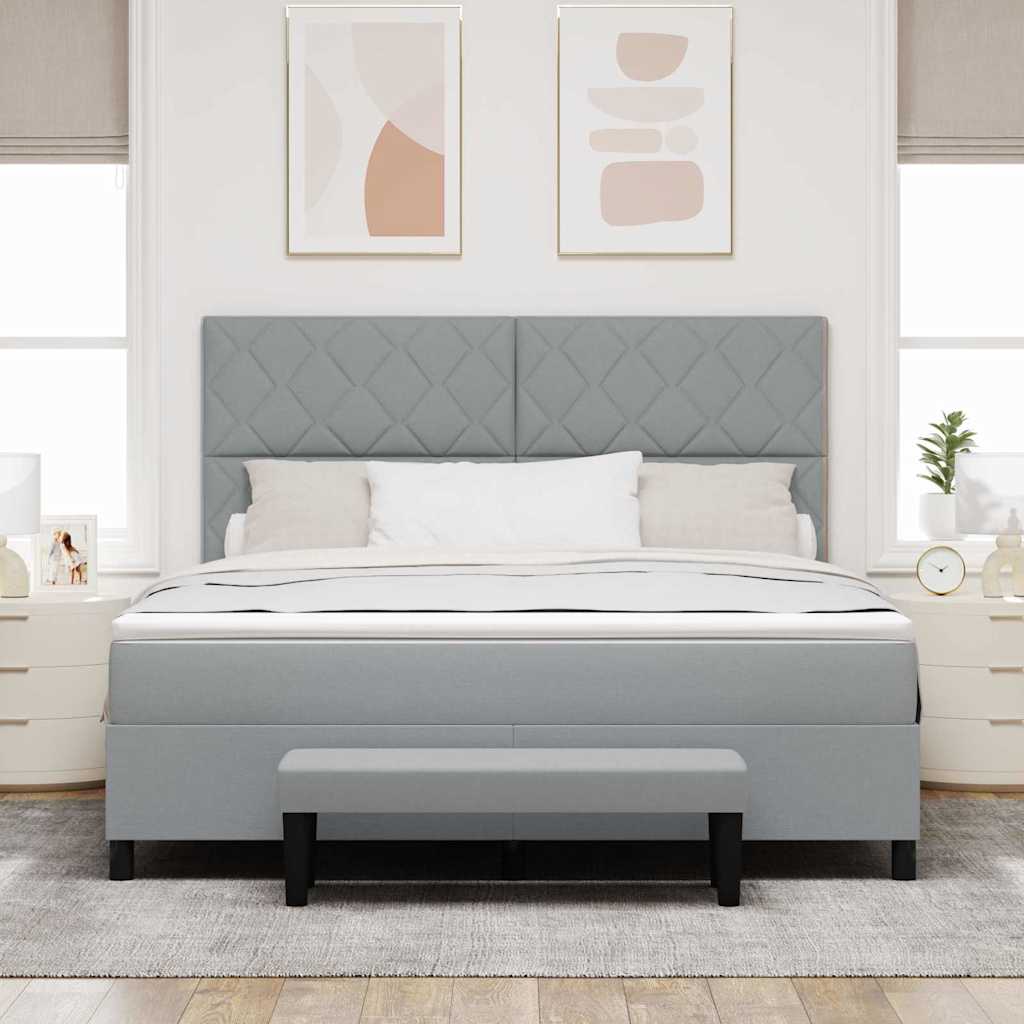 Box spring seng med hovedgærde Lysegrå 180 x 200 cm Stof