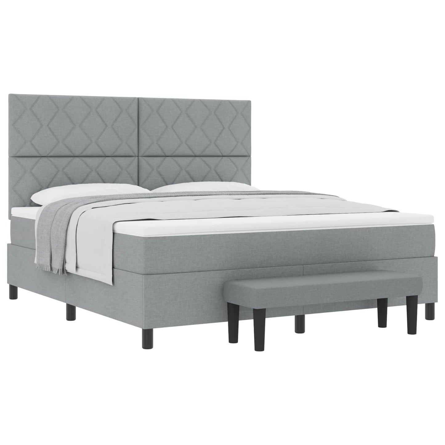 Box spring seng med hovedgærde Lysegrå 180 x 200 cm Stof