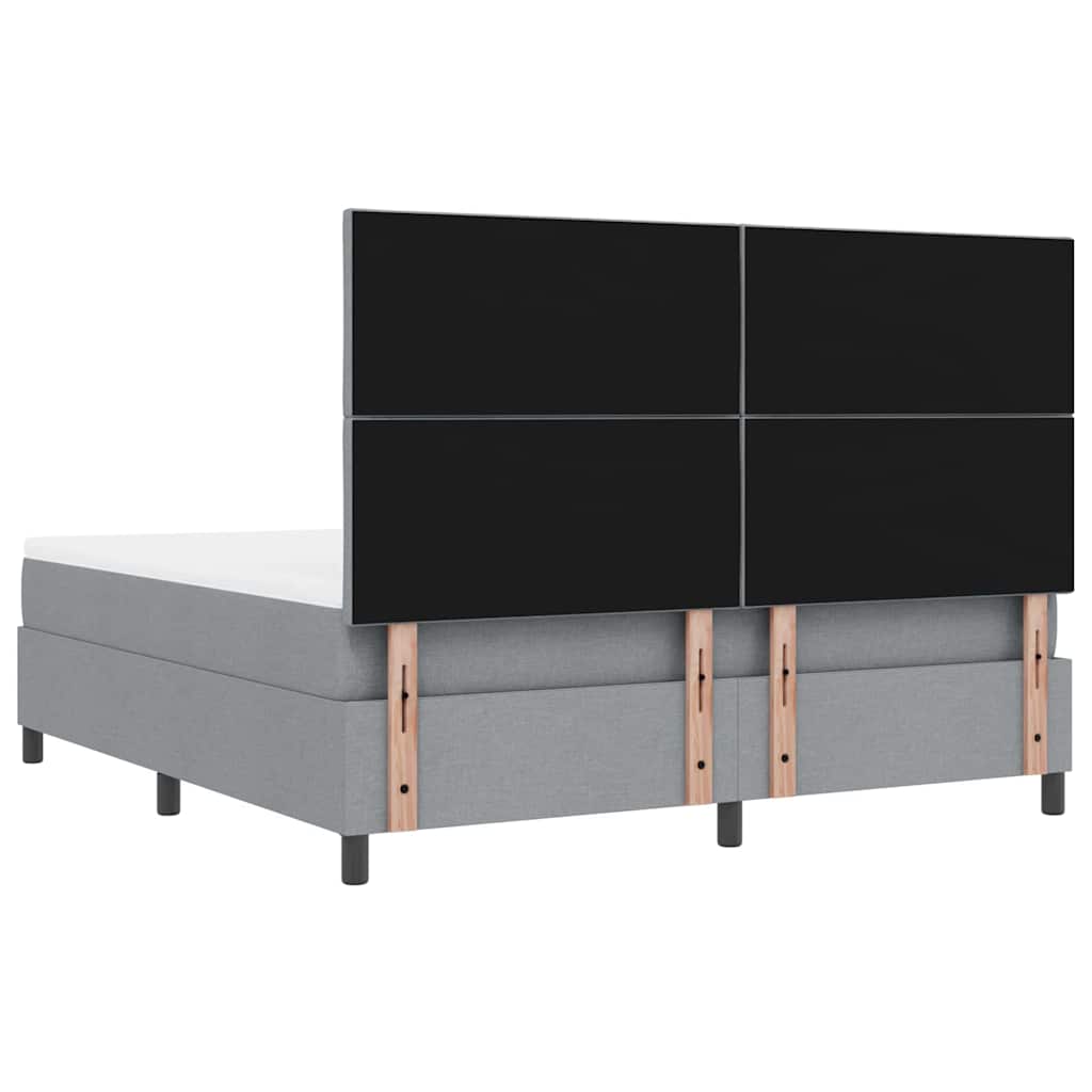 Box spring seng med hovedgærde Lysegrå 180 x 200 cm Stof