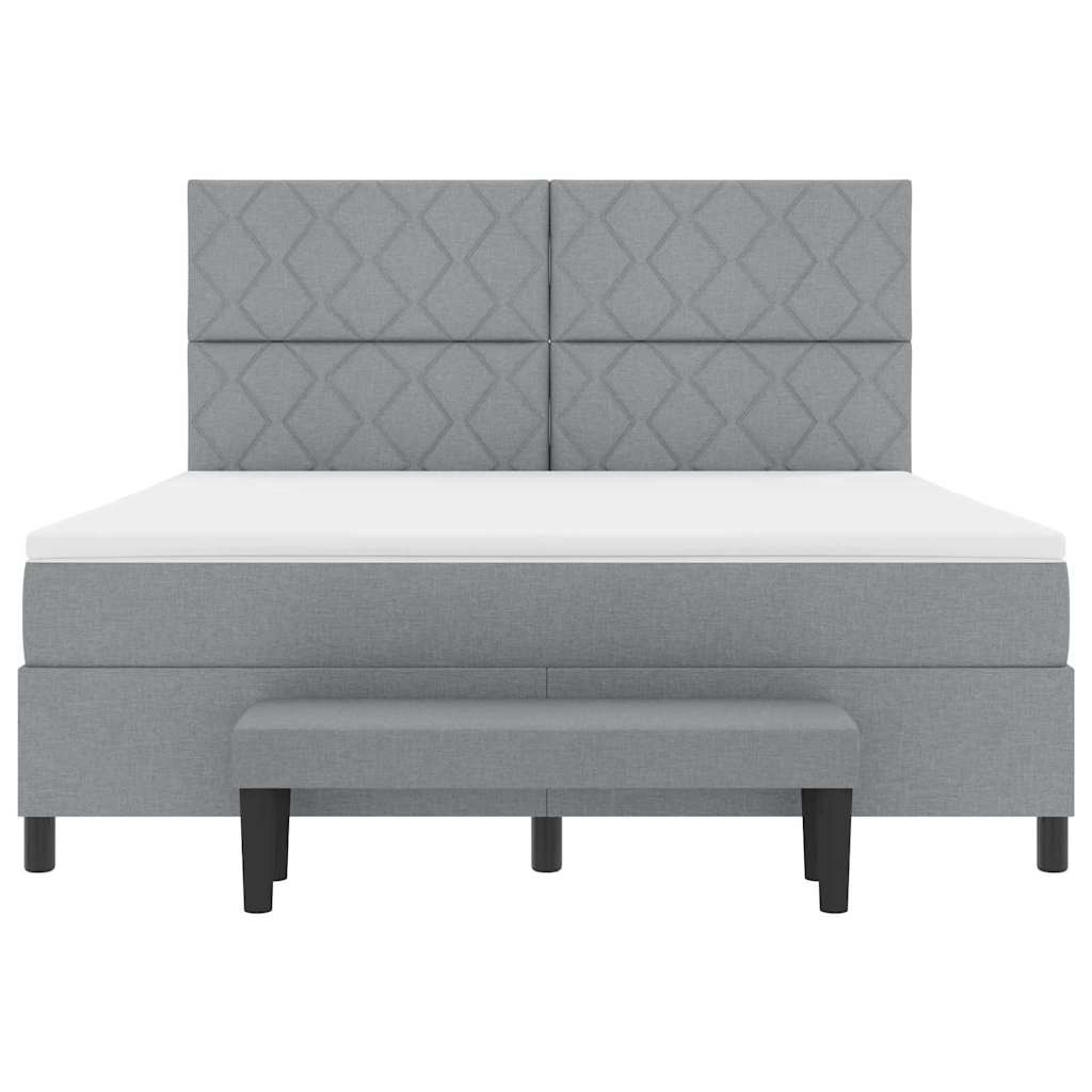 Box spring seng med hovedgærde Lysegrå 180 x 200 cm Stof