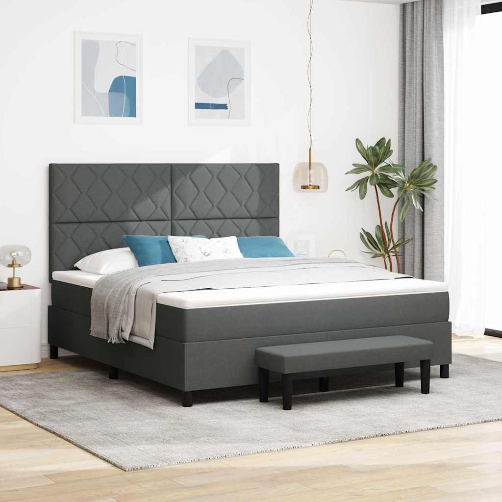 Box spring seng med hovedgærde Mørkegrå 180 x 200 cm Stof