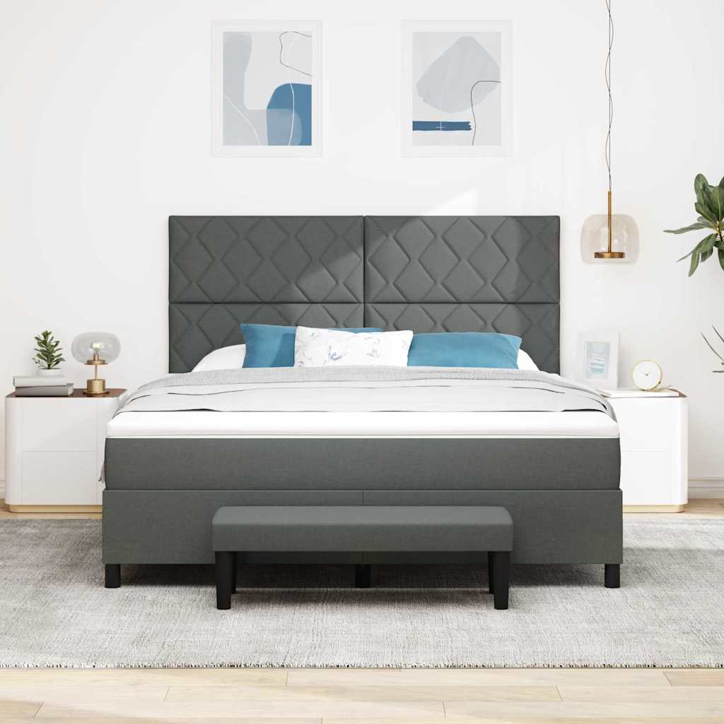 Box spring seng med hovedgærde Mørkegrå 180 x 200 cm Stof
