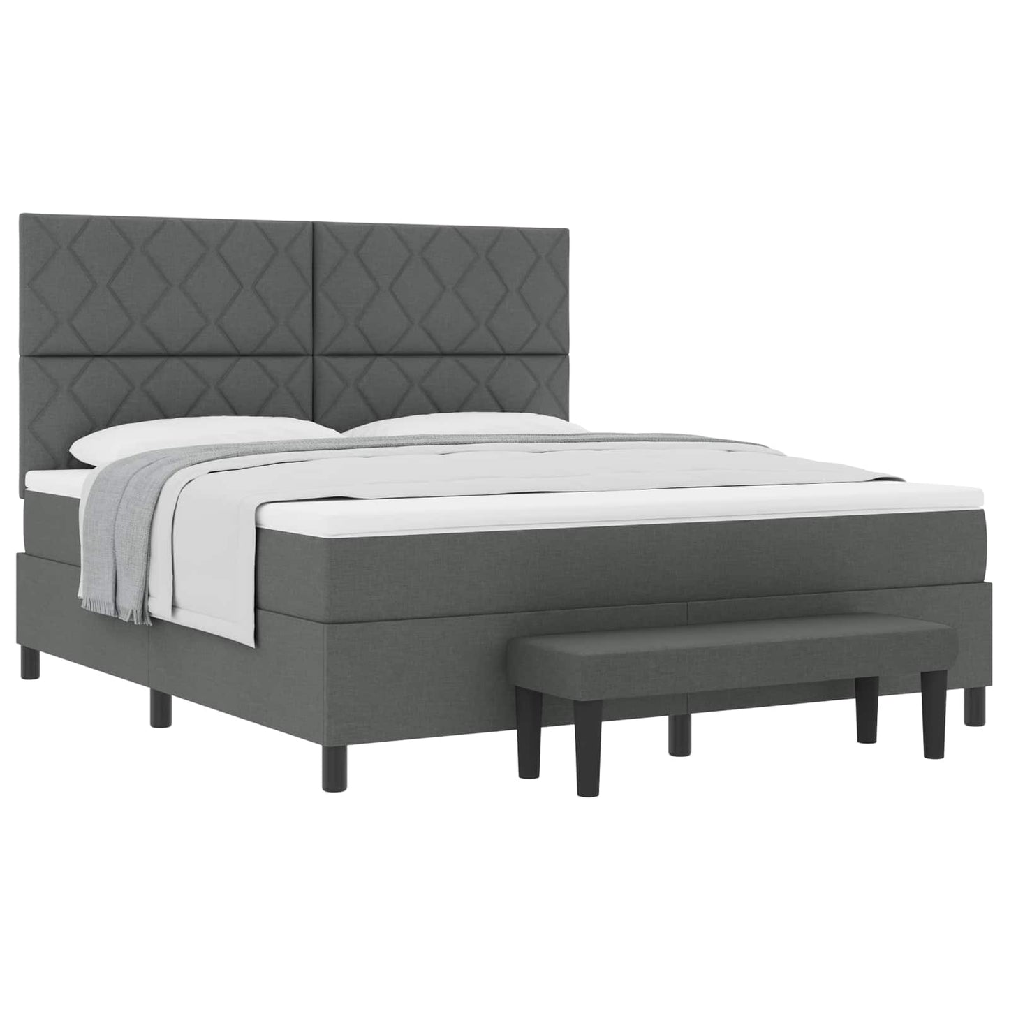 Box spring seng med hovedgærde Mørkegrå 180 x 200 cm Stof