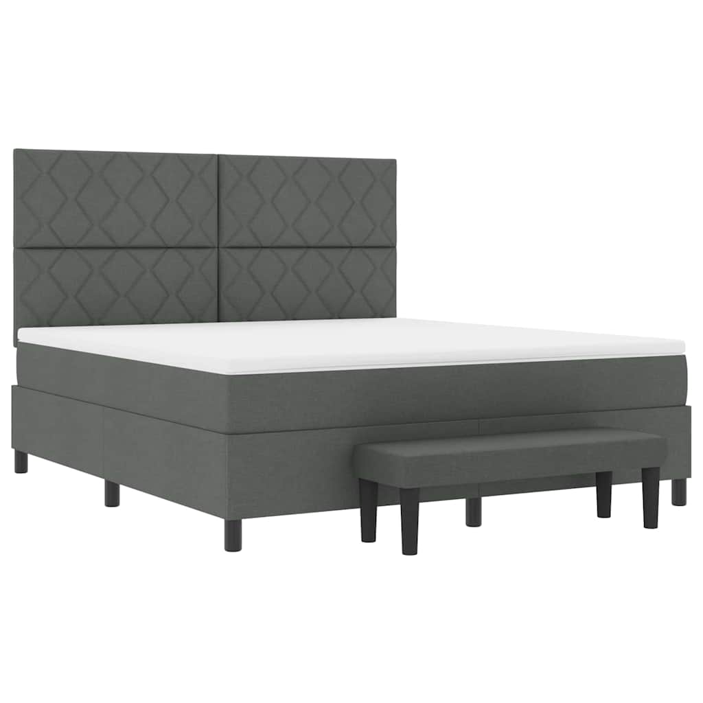 Box spring seng med hovedgærde Mørkegrå 180 x 200 cm Stof