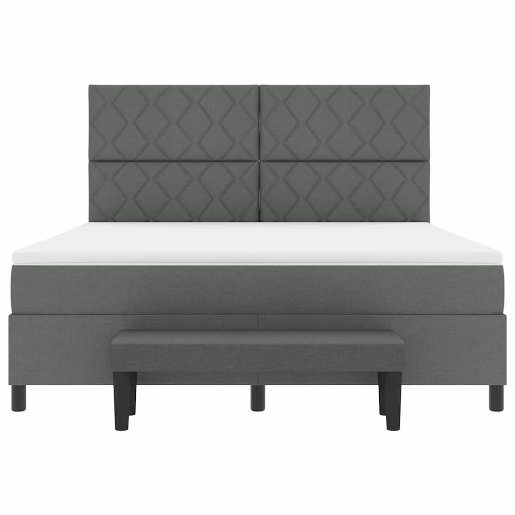 Box spring seng med hovedgærde Mørkegrå 180 x 200 cm Stof