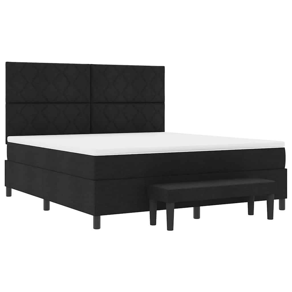 Box spring seng med hovedgærde Sort 180 x 200 cm Stof