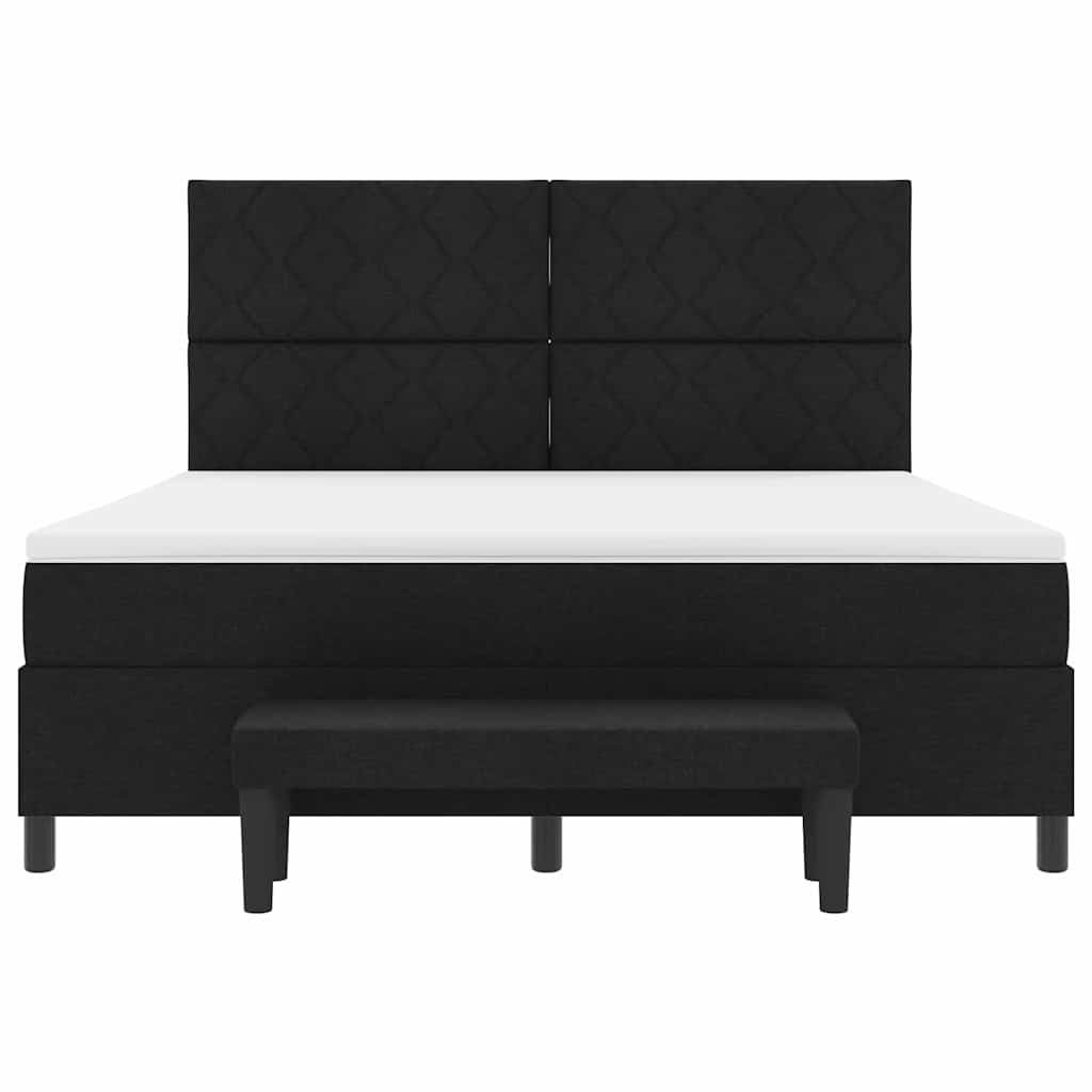 Box spring seng med hovedgærde Sort 180 x 200 cm Stof