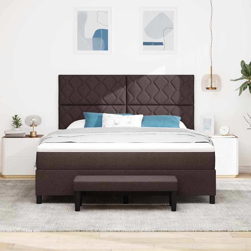 Box spring seng med hovedgærde Mørk Brun 180 x 200 cm Stof