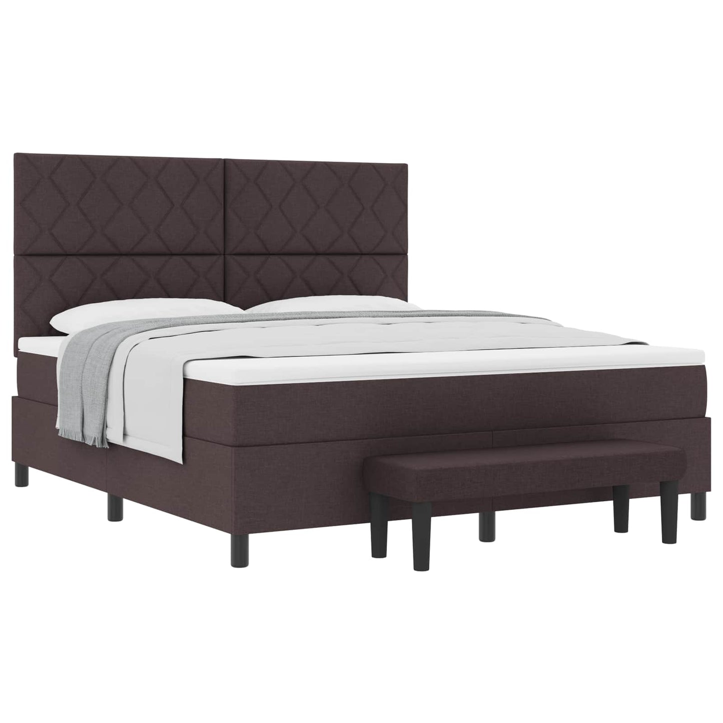 Box spring seng med hovedgærde Mørk Brun 180 x 200 cm Stof