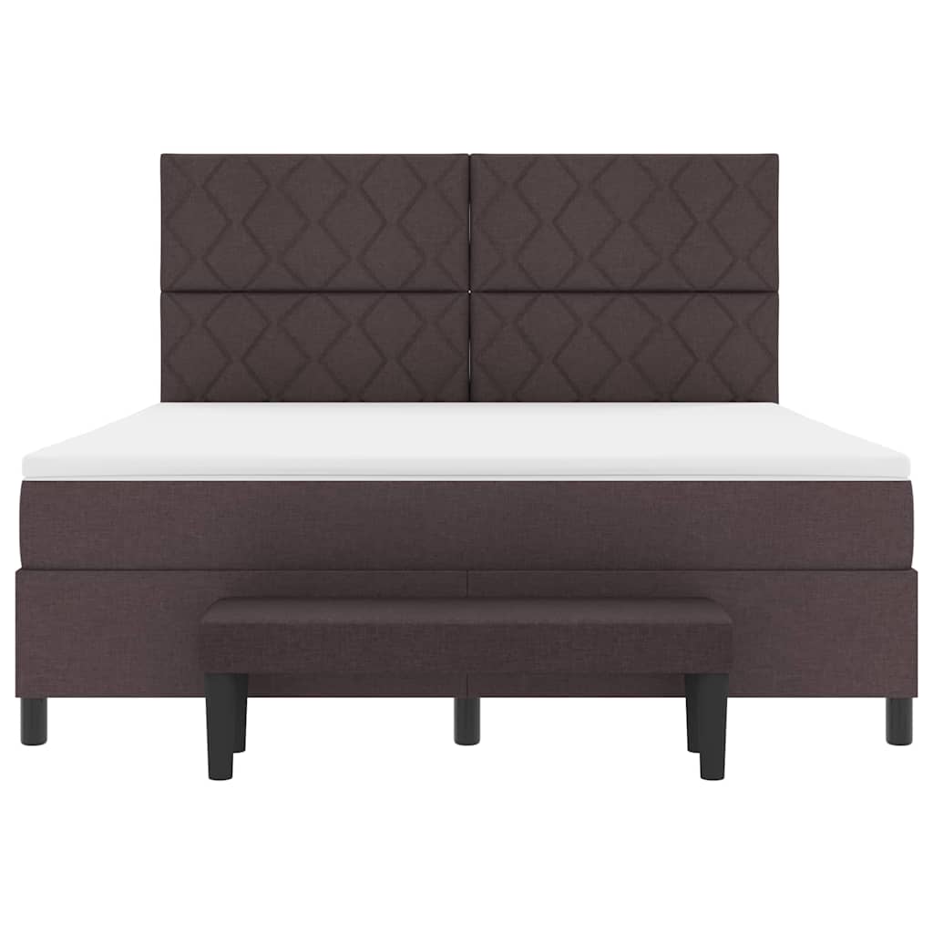 Box spring seng med hovedgærde Mørk Brun 180 x 200 cm Stof