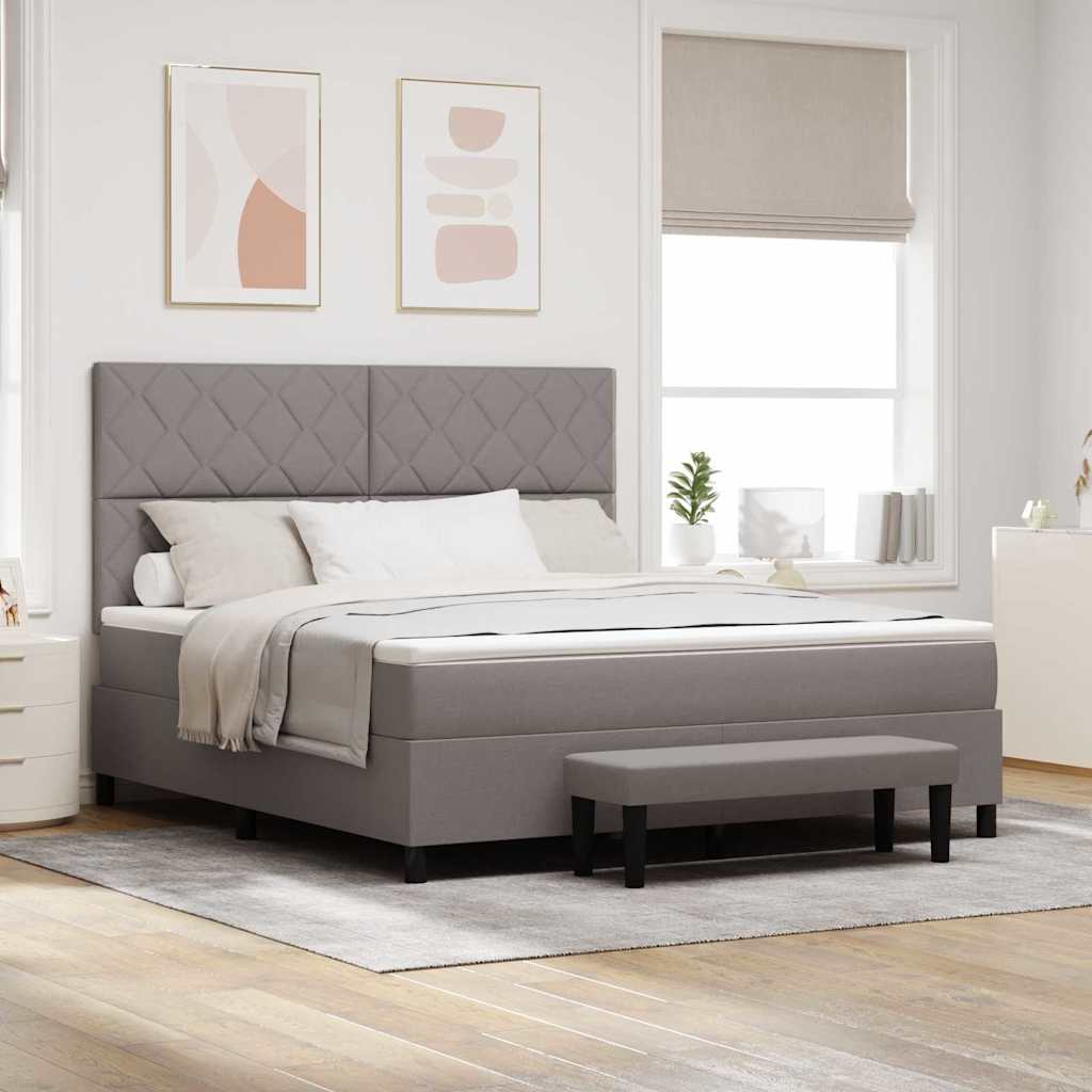 Box spring seng med hovedgærde Gråbrun 180 x 200 cm Stof