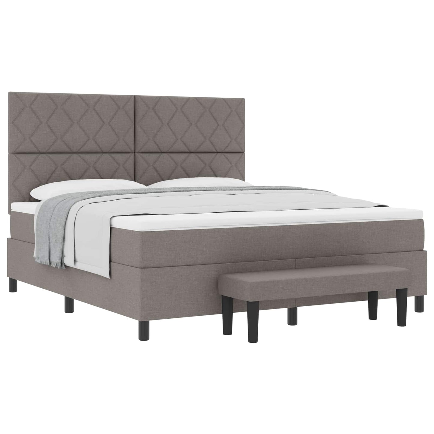 Box spring seng med hovedgærde Gråbrun 180 x 200 cm Stof