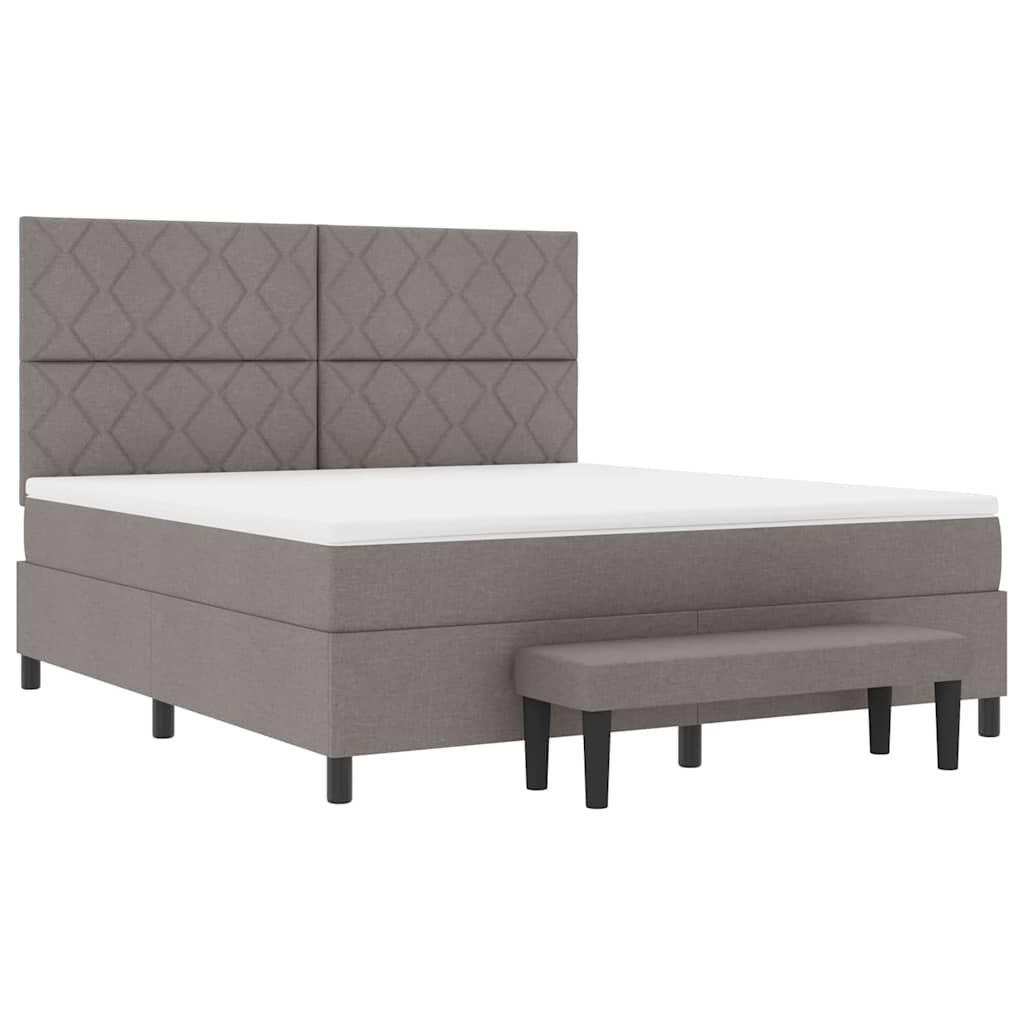 Box spring seng med hovedgærde Gråbrun 180 x 200 cm Stof