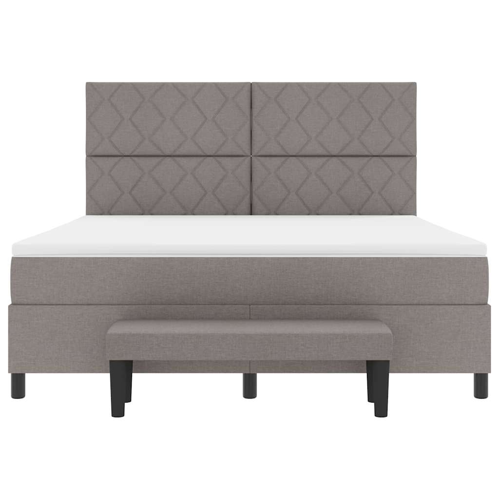 Box spring seng med hovedgærde Gråbrun 180 x 200 cm Stof