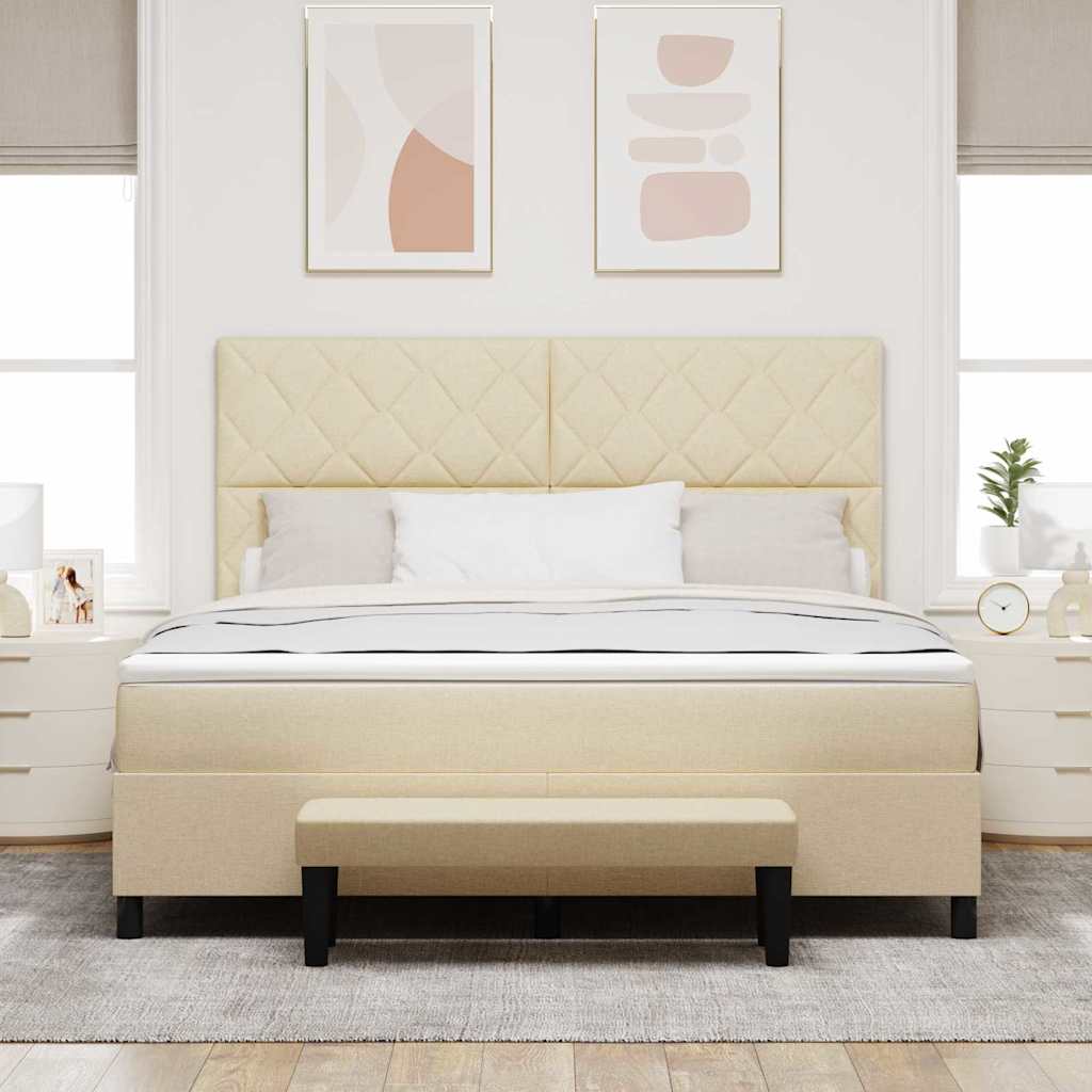 Box spring seng med hovedgærde Creme 180 x 200 cm Stof