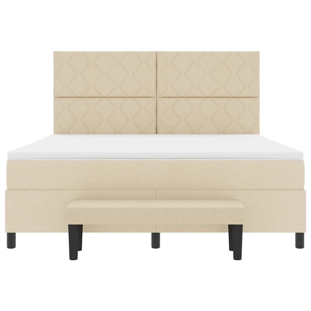 Box spring seng med hovedgærde Creme 180 x 200 cm Stof