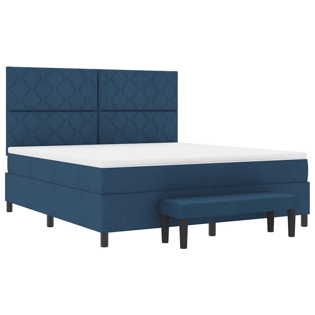 Box spring seng med hovedgærde Blå 180 x 200 cm Stof