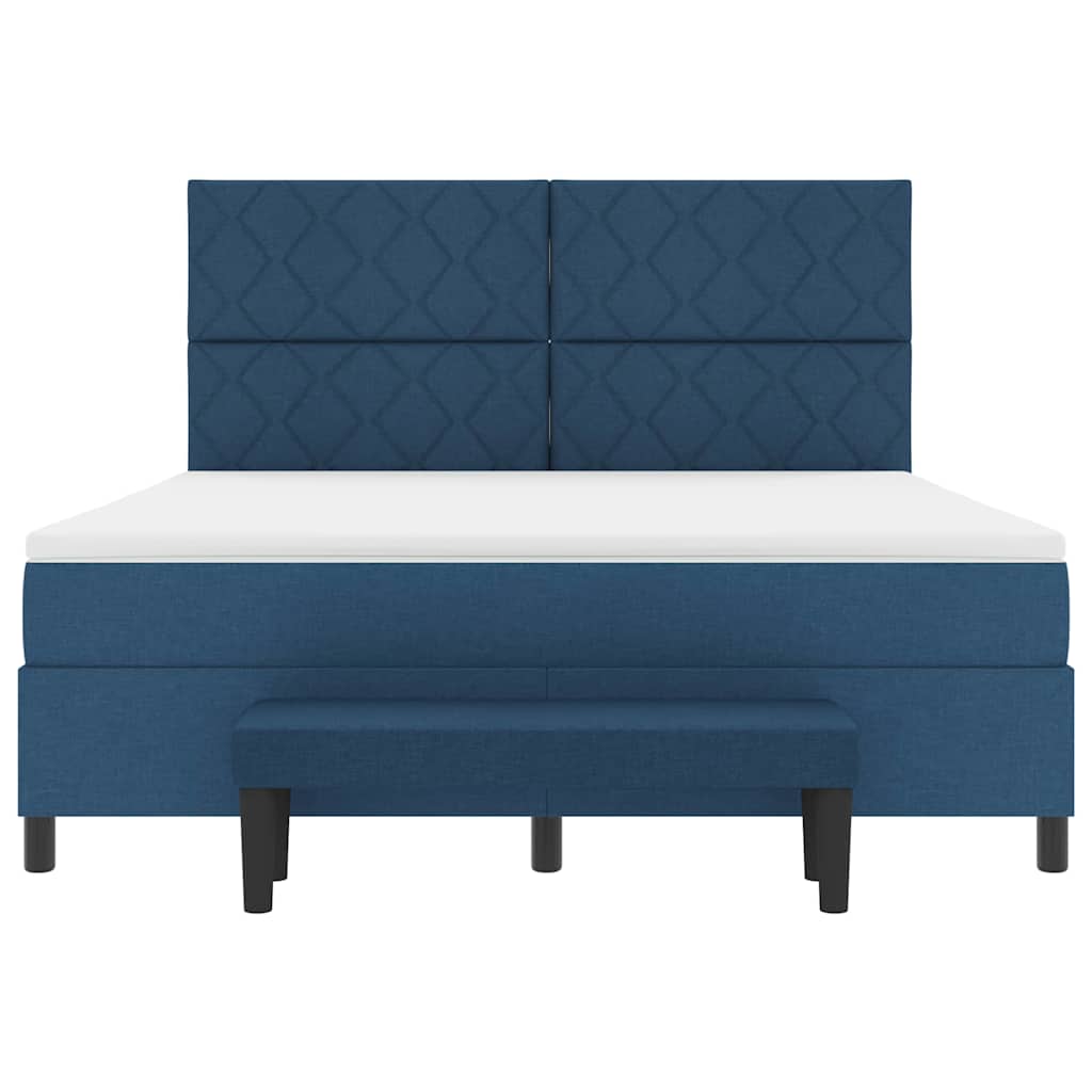 Box spring seng med hovedgærde Blå 180 x 200 cm Stof