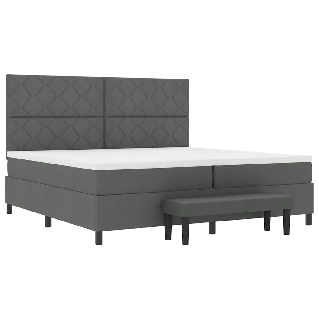 Box spring seng med hovedgærde Mørkegrå 200 x 200 cm Stof