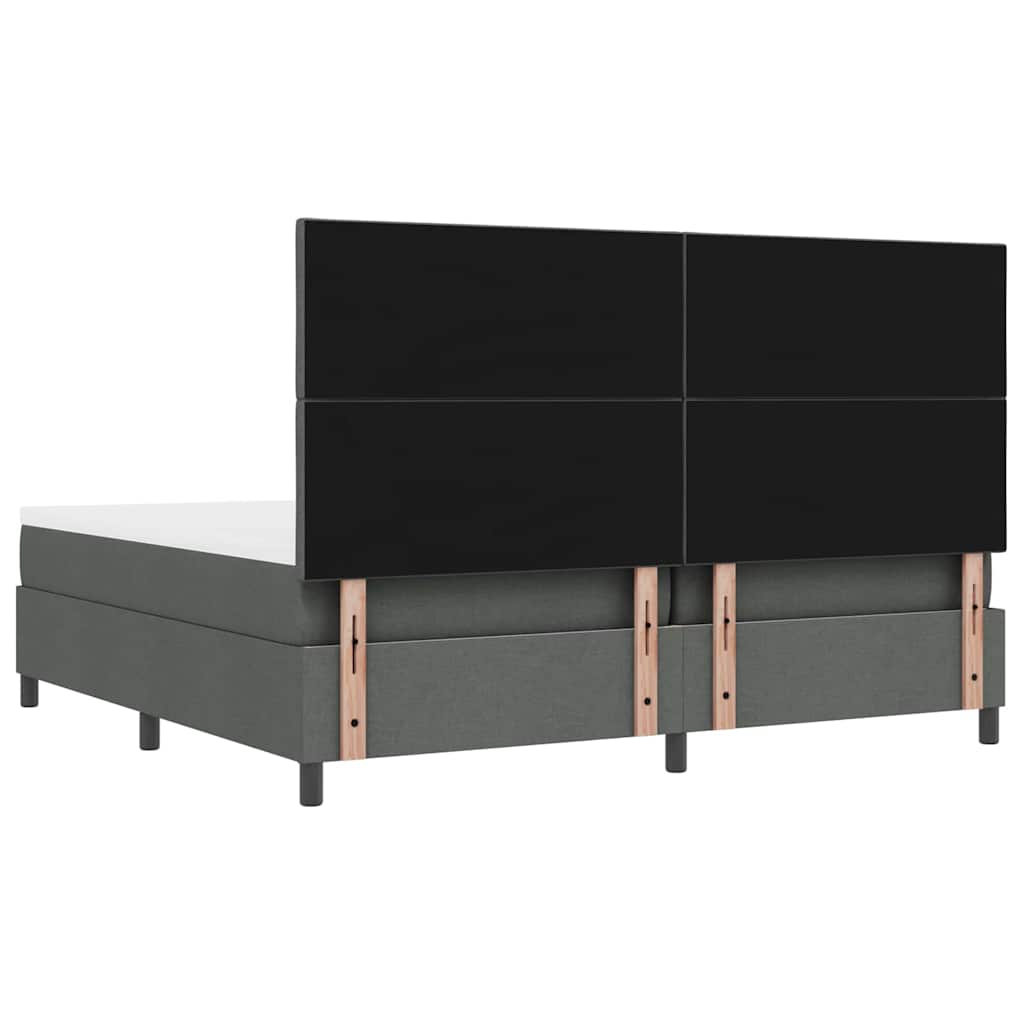 Box spring seng med hovedgærde Mørkegrå 200 x 200 cm Stof
