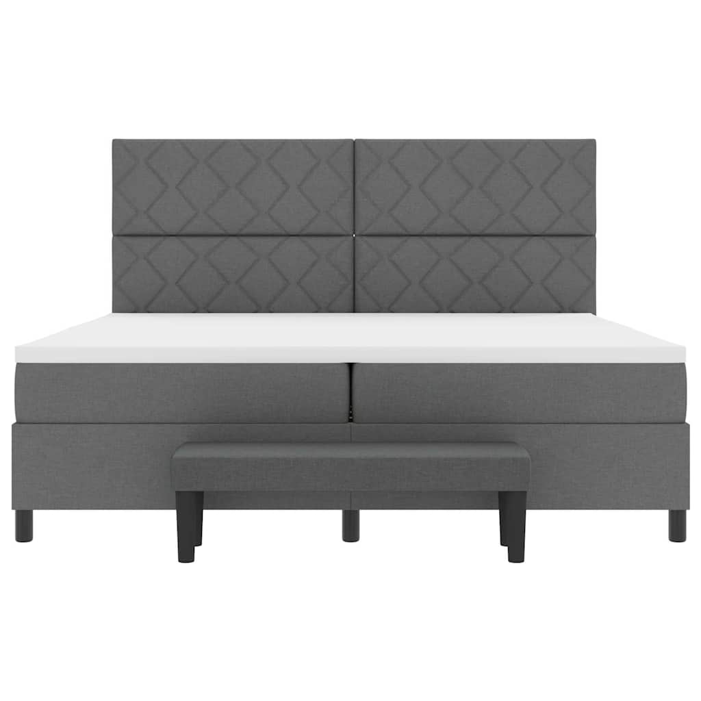 Box spring seng med hovedgærde Mørkegrå 200 x 200 cm Stof