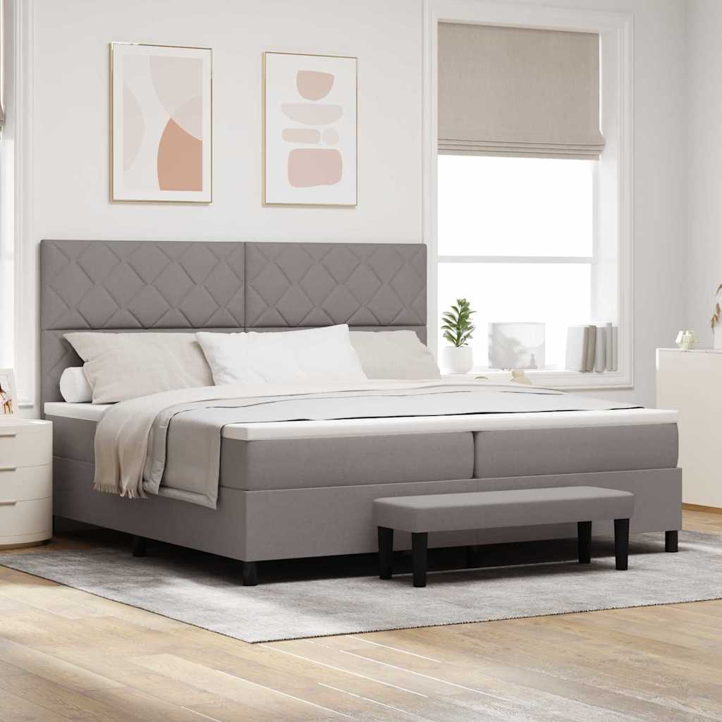 Box spring seng med hovedgærde Gråbrun 200 x 200 cm Stof