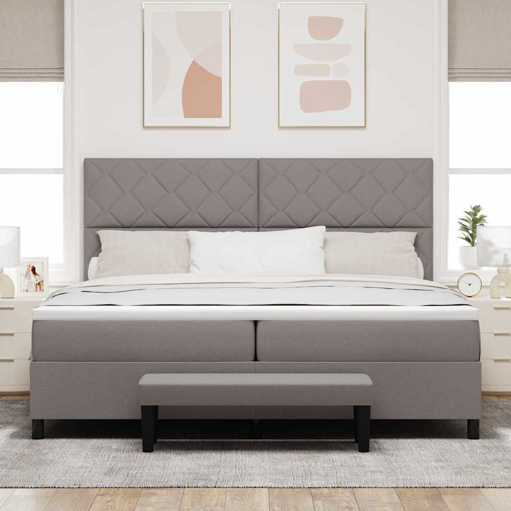 Box spring seng med hovedgærde Gråbrun 200 x 200 cm Stof