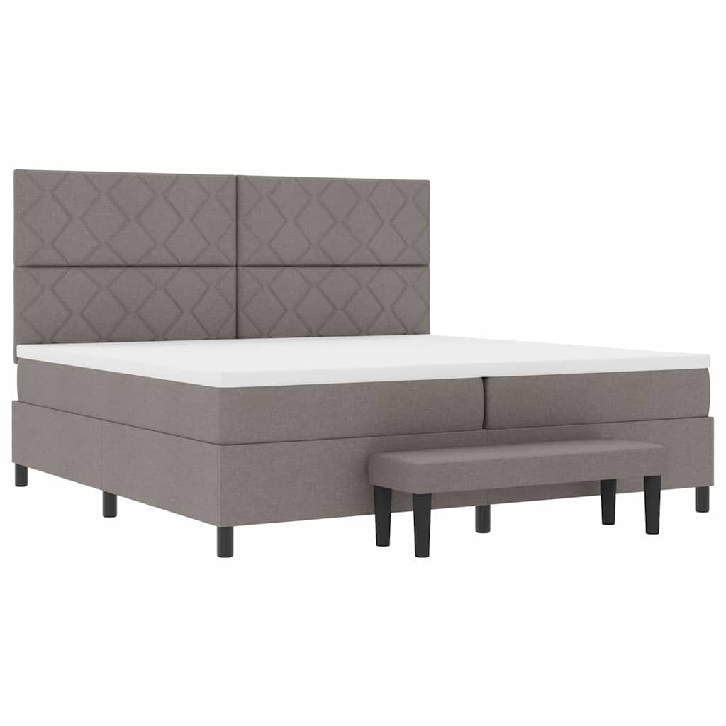 Box spring seng med hovedgærde Gråbrun 200 x 200 cm Stof