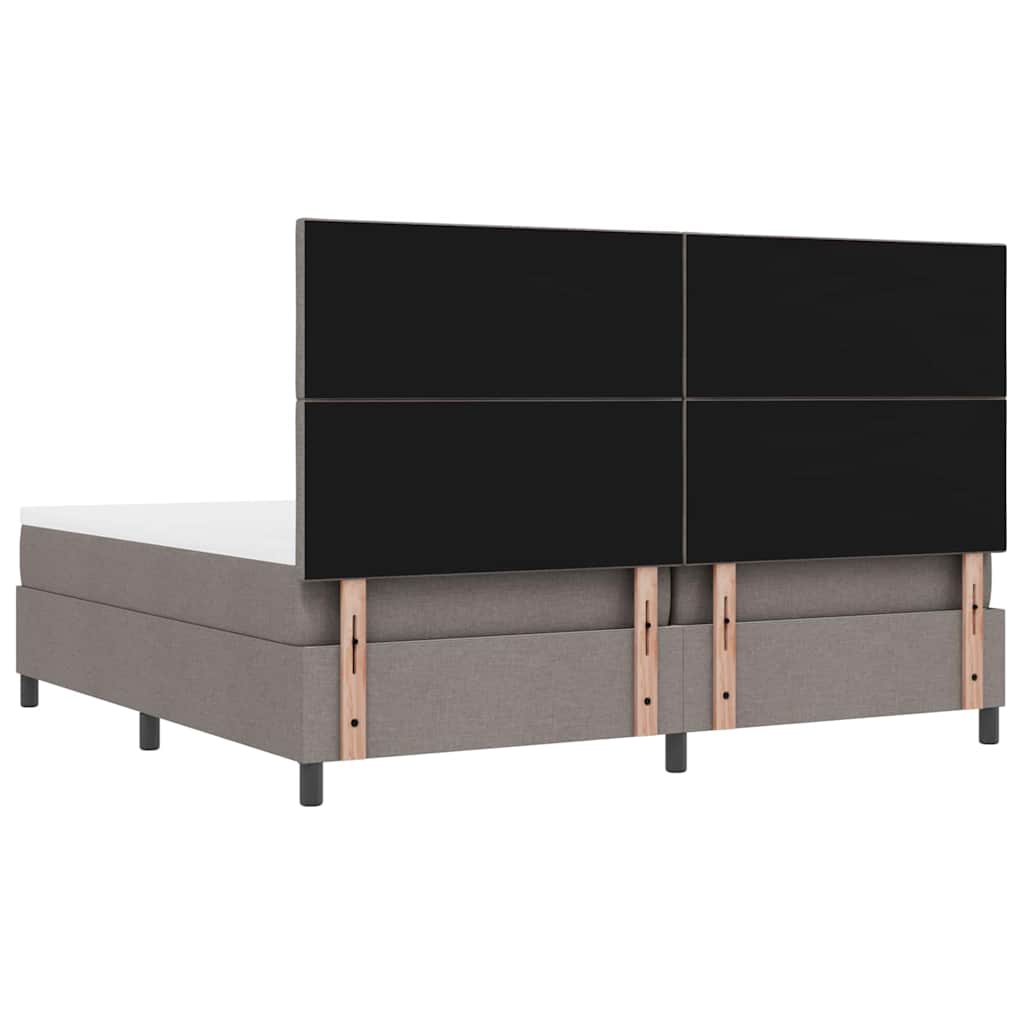 Box spring seng med hovedgærde Gråbrun 200 x 200 cm Stof