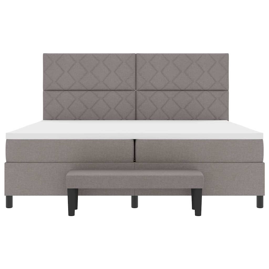Box spring seng med hovedgærde Gråbrun 200 x 200 cm Stof