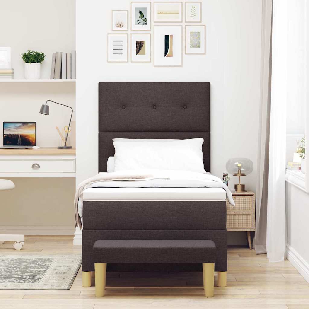 Box spring seng med hovedgærde Mørkebrun 200 x 90 cm Stof