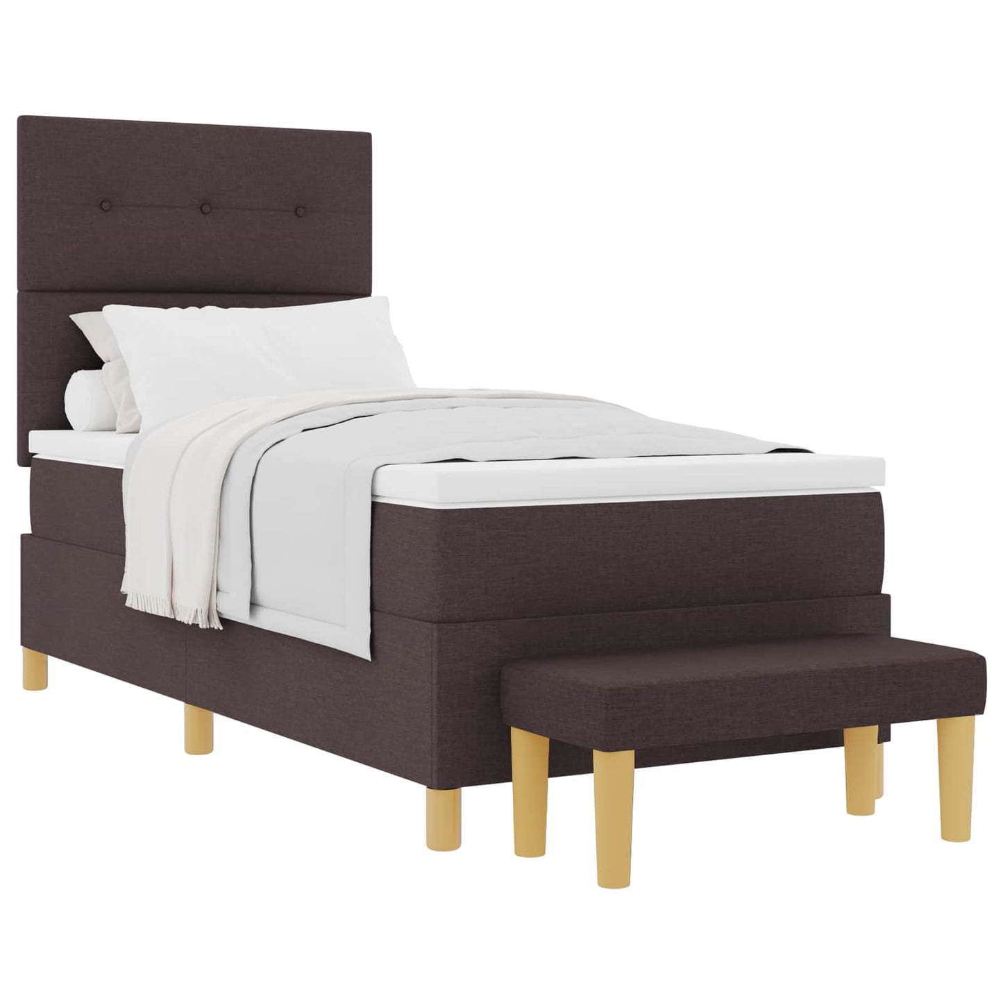 Box spring seng med hovedgærde Mørkebrun 200 x 90 cm Stof