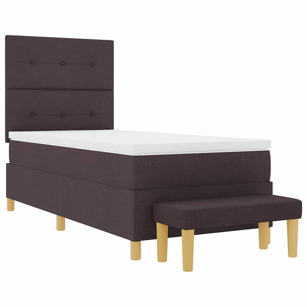 Box spring seng med hovedgærde Mørkebrun 200 x 90 cm Stof