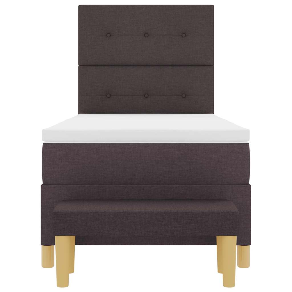 Box spring seng med hovedgærde Mørkebrun 200 x 90 cm Stof