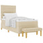 Box spring seng med hovedgærde Creme 200 x 90 cm Stof