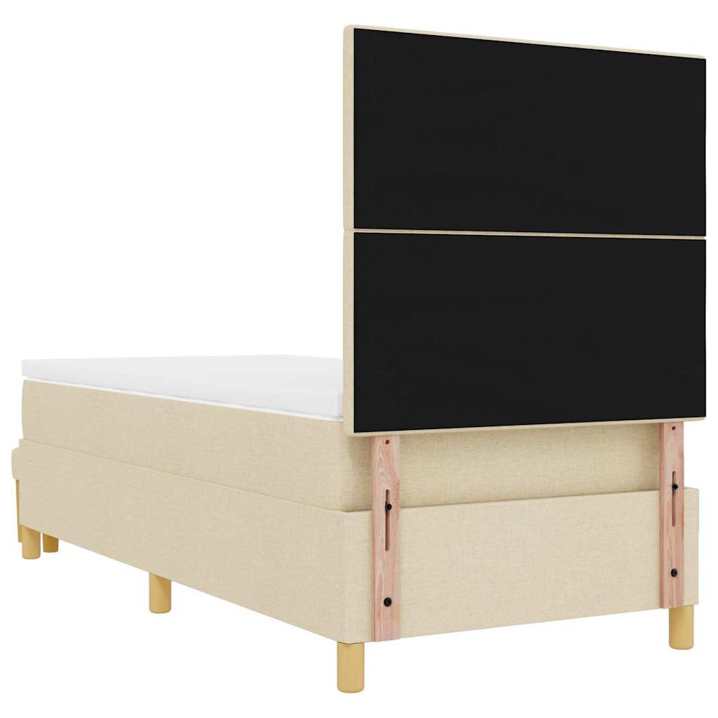 Box spring seng med hovedgærde Creme 200 x 90 cm Stof