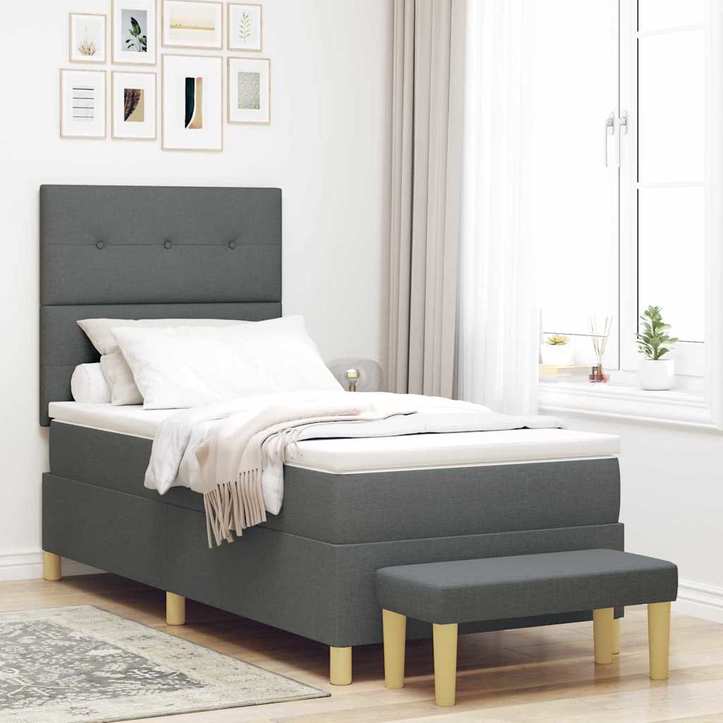 Box spring seng med hovedgærde Mørkegrå 200 x 100 cm Stof