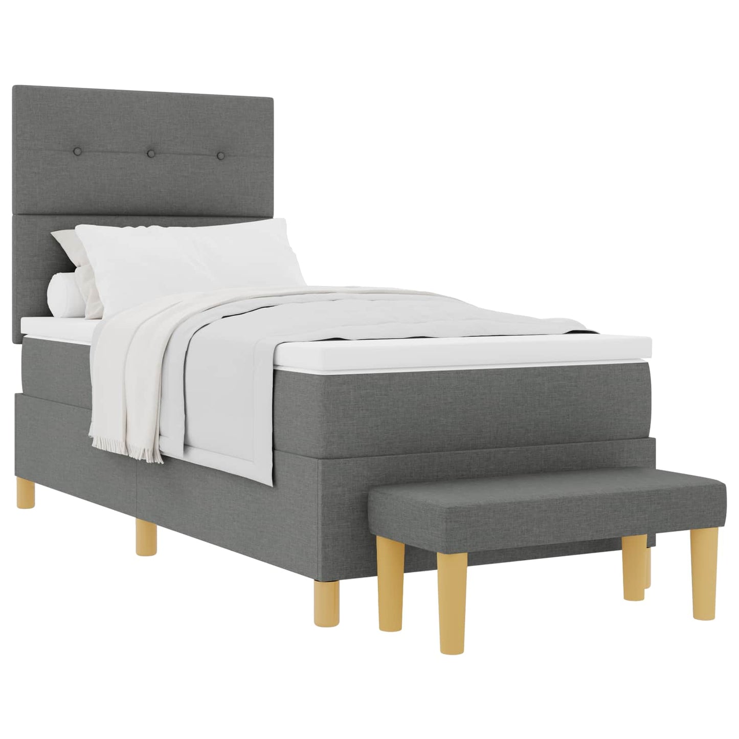 Box spring seng med hovedgærde Mørkegrå 200 x 100 cm Stof