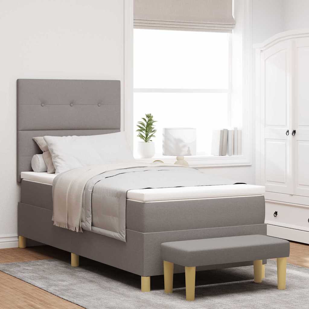 Box spring seng med pude Gråbrun 200 x 100 cm Stof