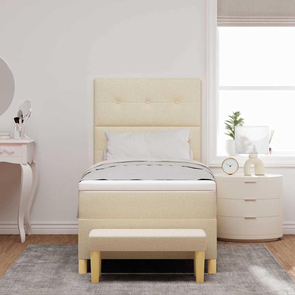 Box spring seng med hovedgærde Creme 200 x 100 cm Stof