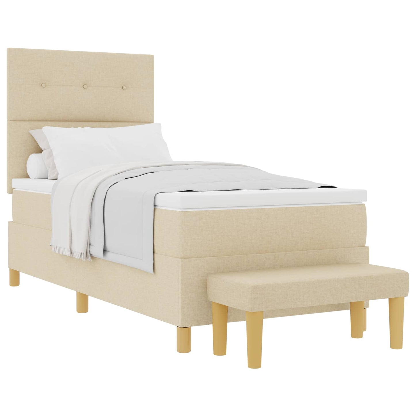 Box spring seng med hovedgærde Creme 200 x 100 cm Stof