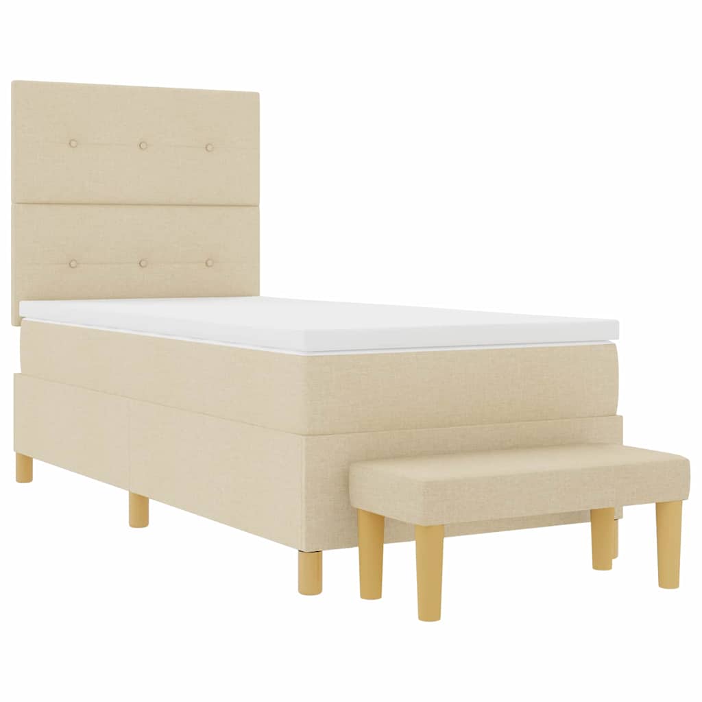 Box spring seng med hovedgærde Creme 200 x 100 cm Stof