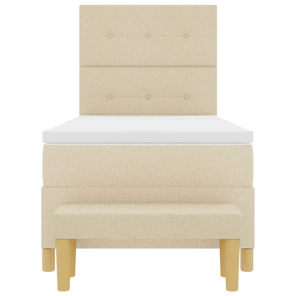 Box spring seng med hovedgærde Creme 200 x 100 cm Stof