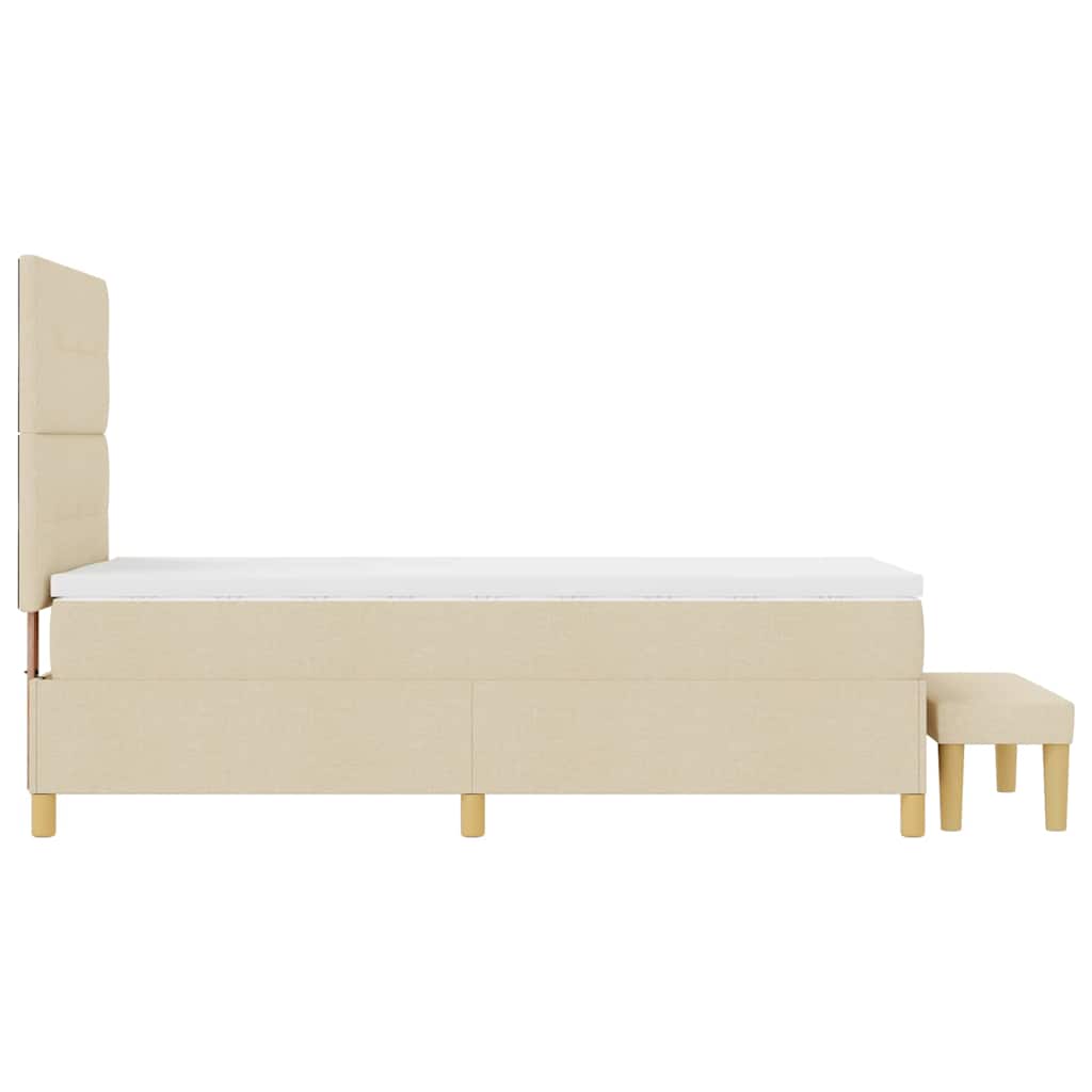 Box spring seng med hovedgærde Creme 200 x 100 cm Stof